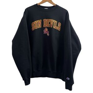 Arizona State University Sun Devils Crewneck Sweatshirt ASU Champion SZ XL Black